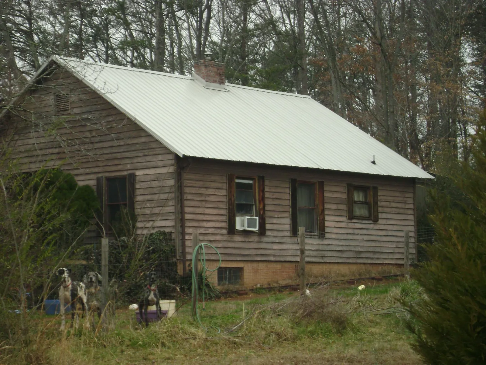 White metal roof on an old wood sided farmhouse, from a Metal Roof Installation job in Gerton